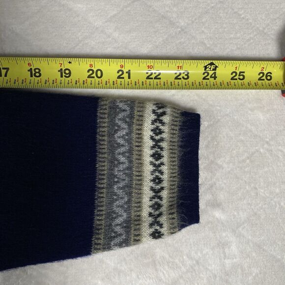 Aly Marka Alpaca Lama Sweater Jumper Fair Isle Navy Blue Wool Women's Sz XL - Picture 5 of 6